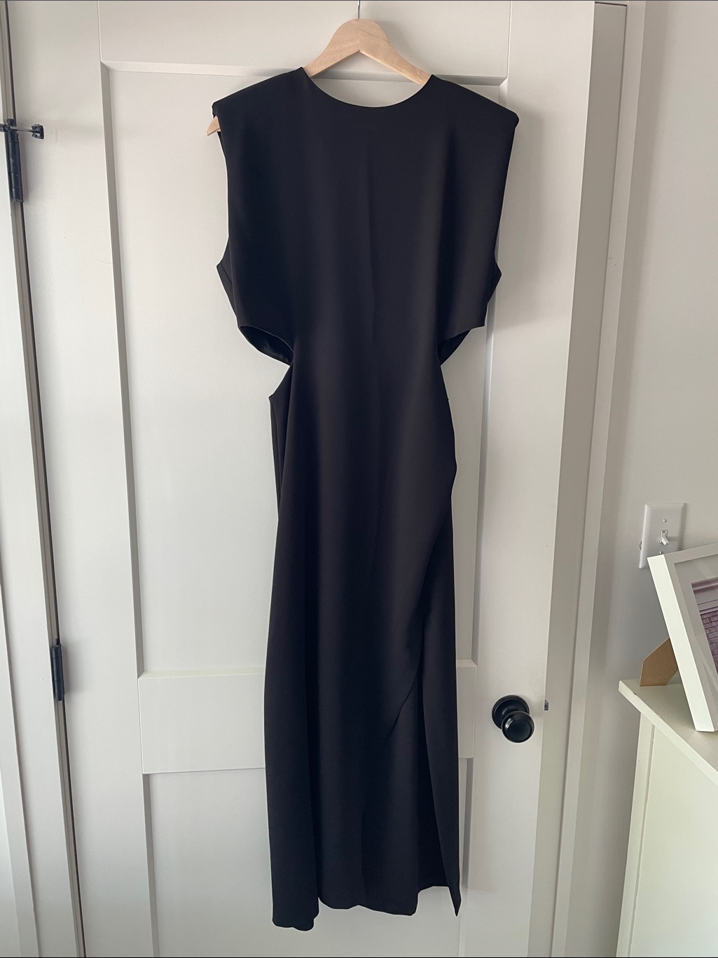Zara Nwt Elegant Black Cutout Maxi Dress With Slit